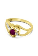 handsome 14k gold diamond heart ruby gemstone baby birthstone ring